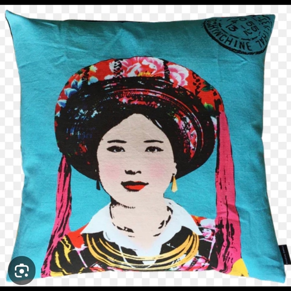 Anthropologie Eugenie Darce Geisha Print Accent Pillow